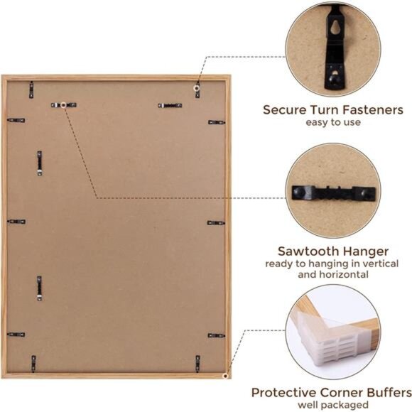 18x24 Picture Frames, Oak Wood 18 x 24 Poster Frames Set of 2, 18x24 Frame - Picture 5 of 6